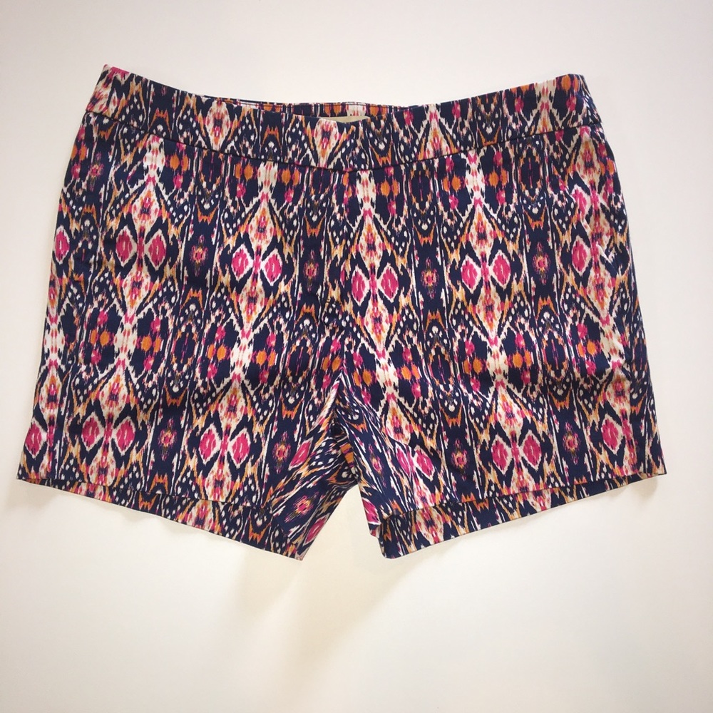 Navy & pink tribal print shorts